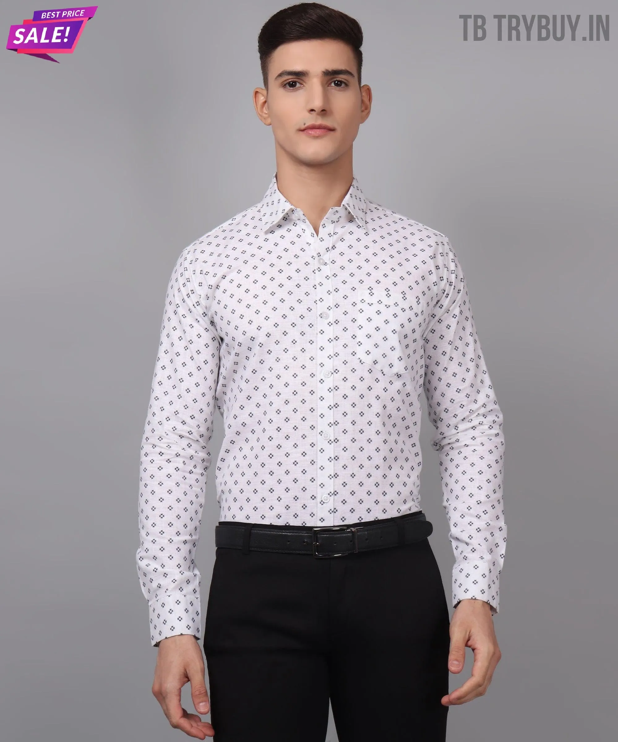 Velam Luxe White Printed Men's Shirt