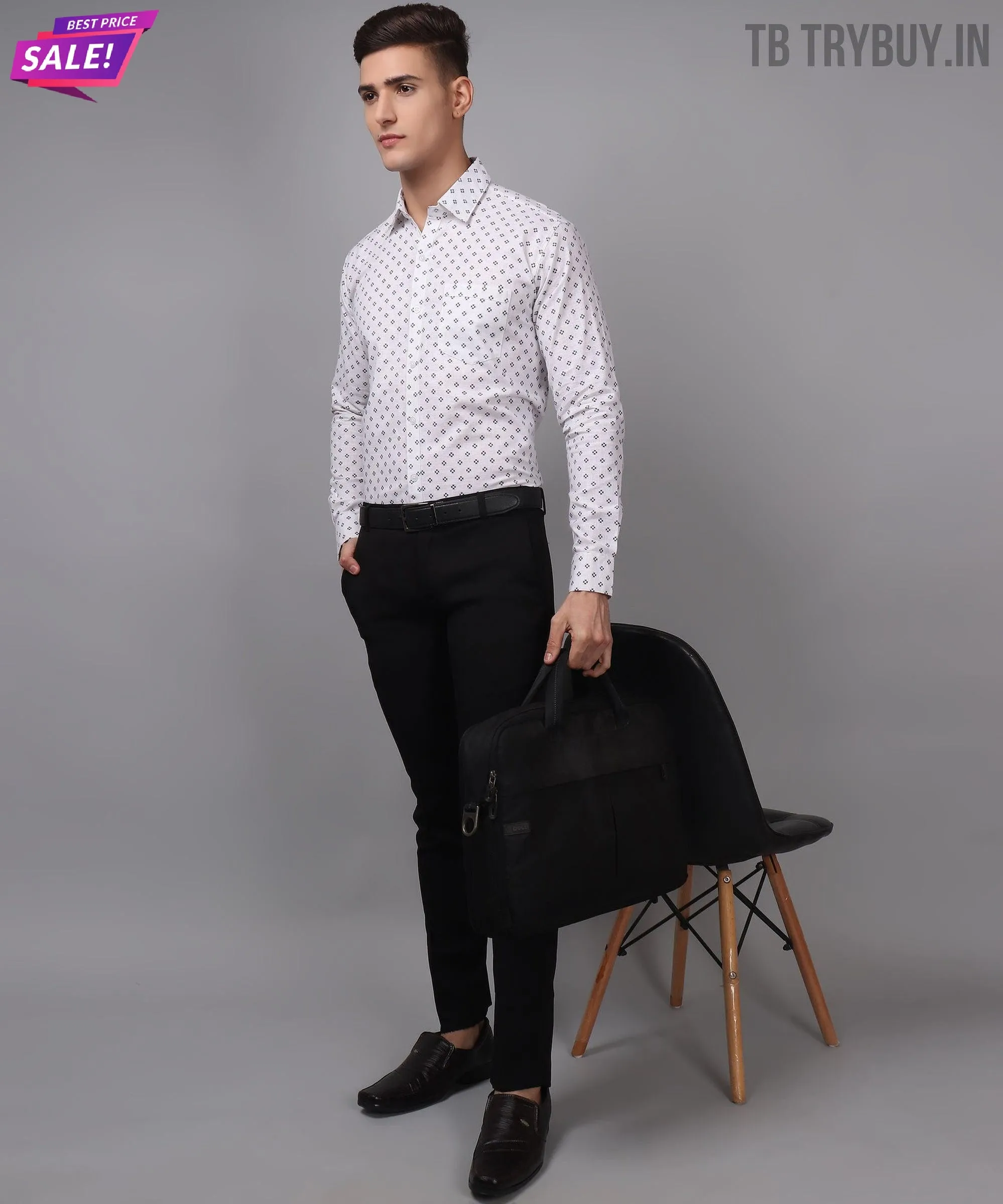 Velam Luxe White Printed Men's Shirt