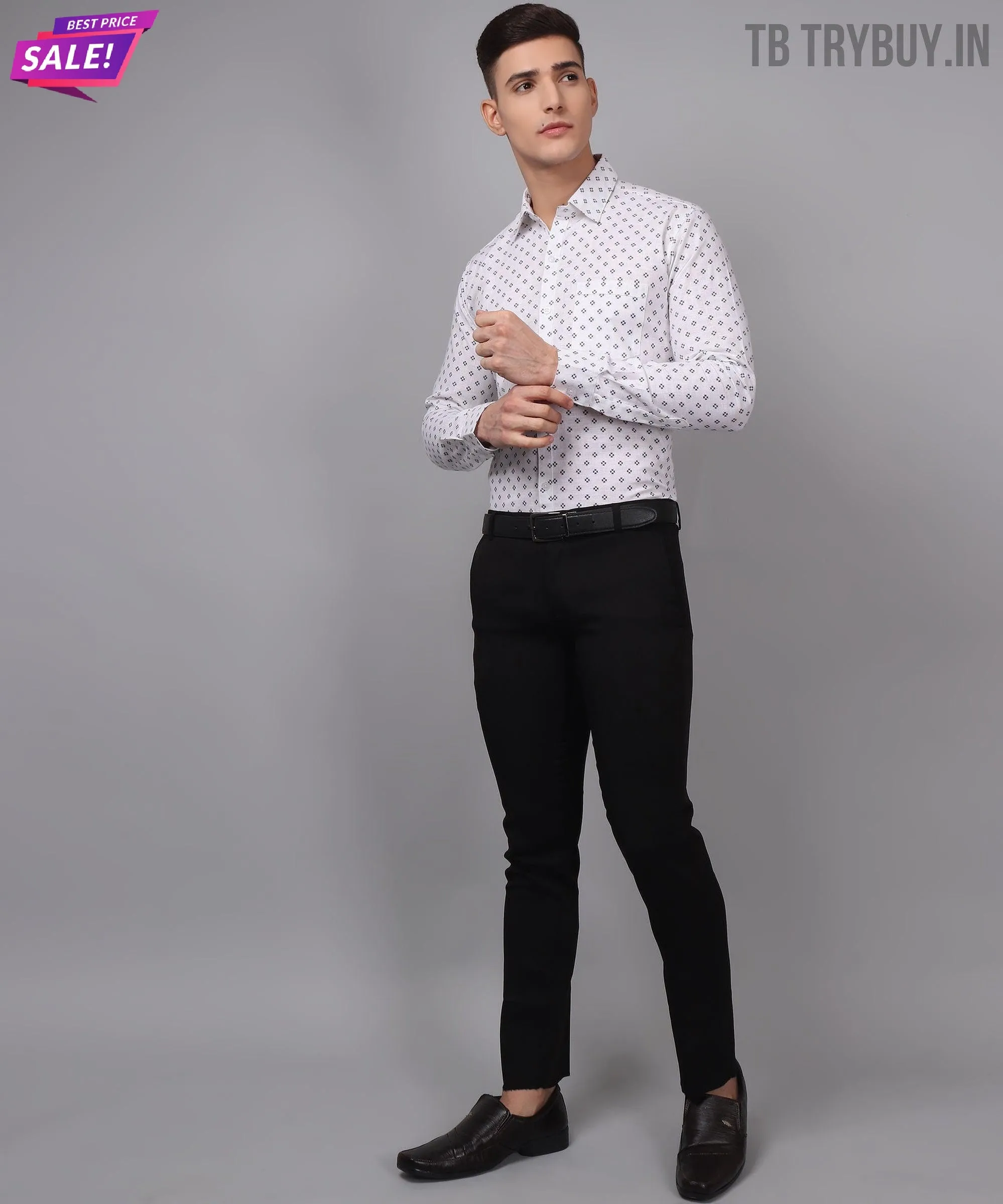 Velam Luxe White Printed Men's Shirt