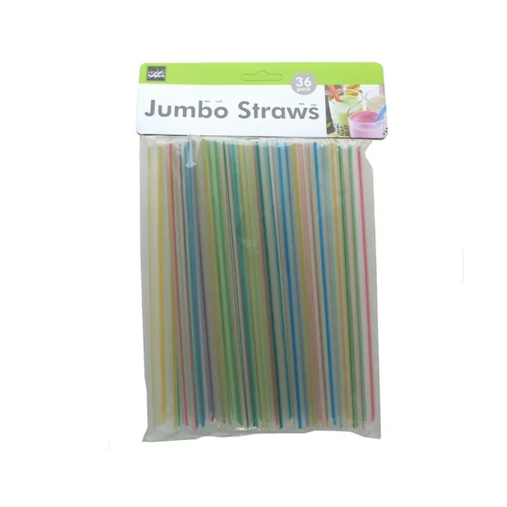 Vibrant 8-Inch Jumbo Straws - Pack of 36