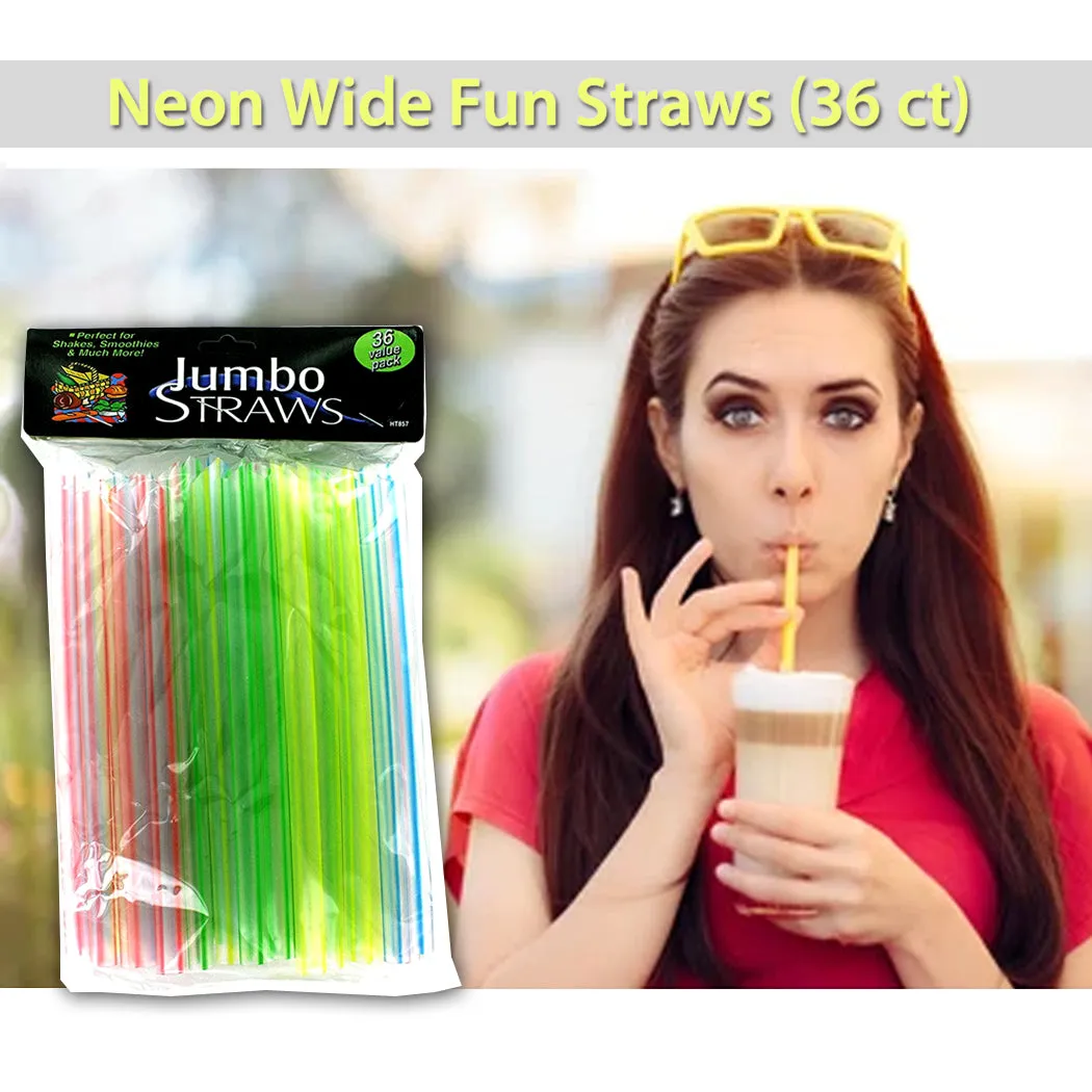Vibrant 8-Inch Jumbo Straws - Pack of 36