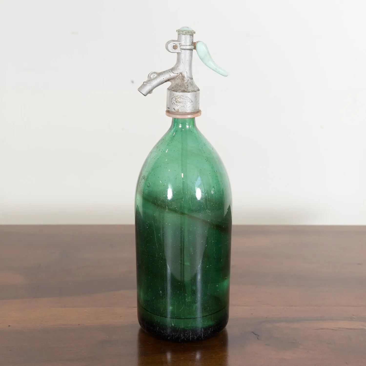 Vintage Hand Blown Green Glass Soda Syphon Seltzer Bottles