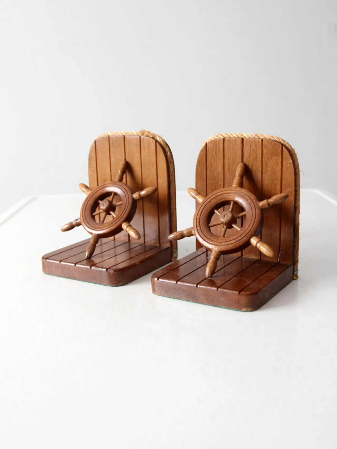 vintage wooden nautical bookends