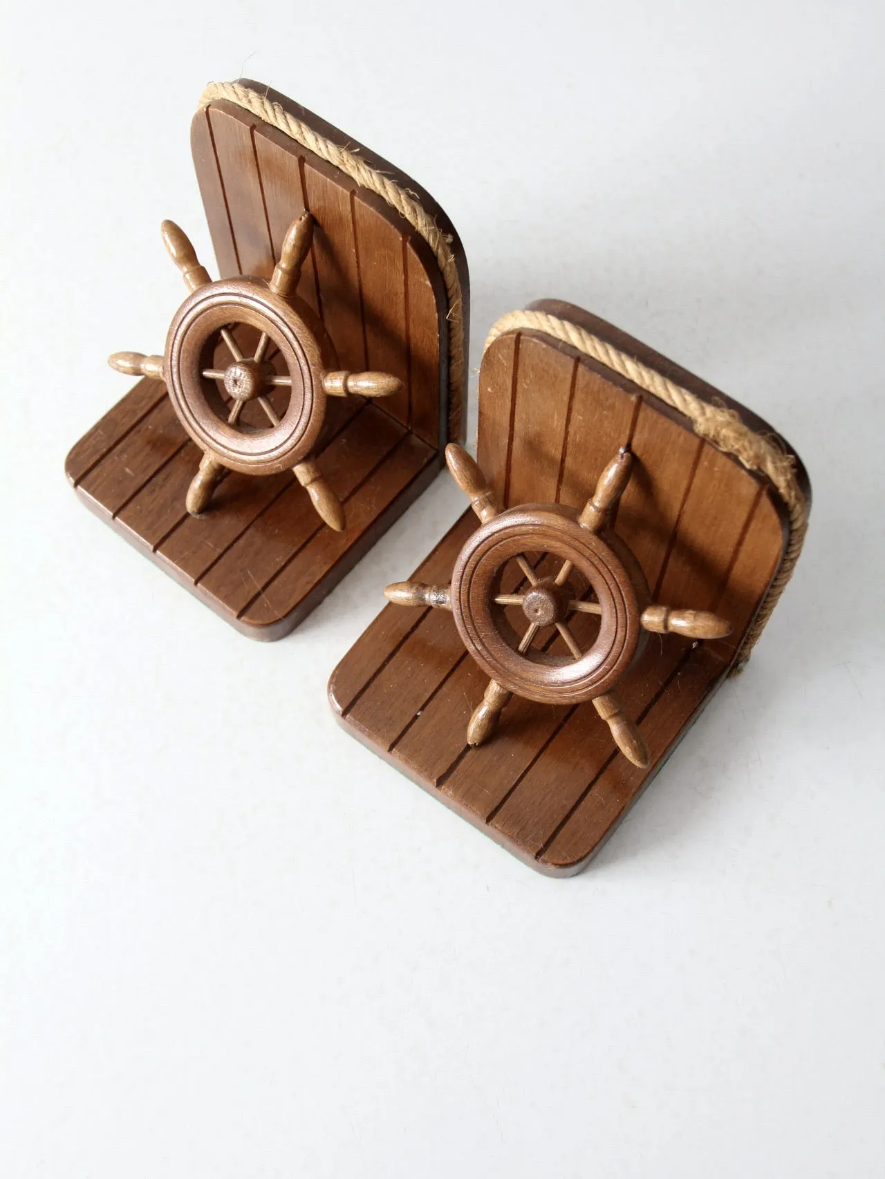 vintage wooden nautical bookends