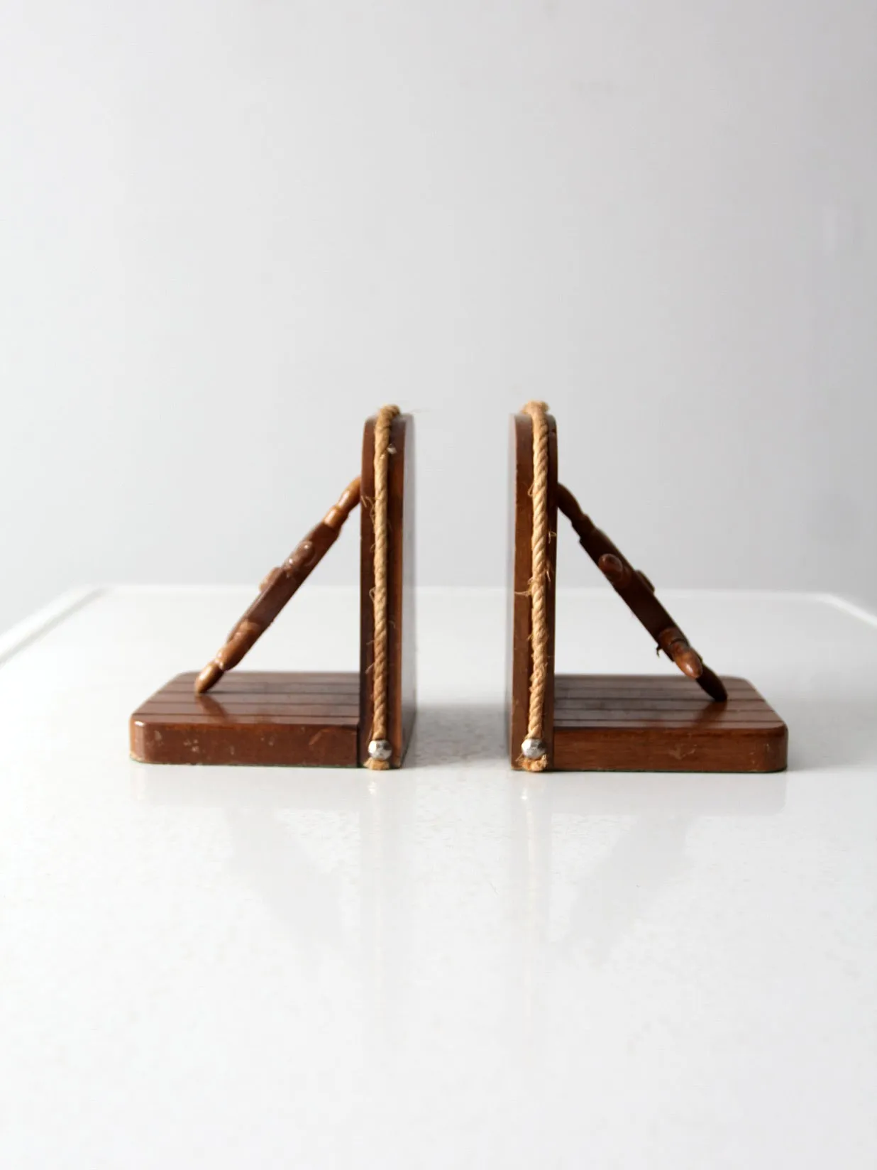 vintage wooden nautical bookends