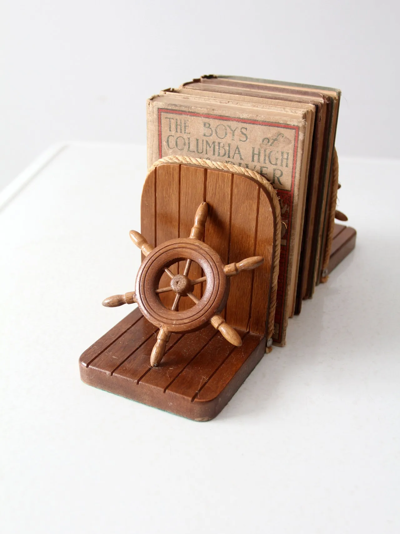 vintage wooden nautical bookends