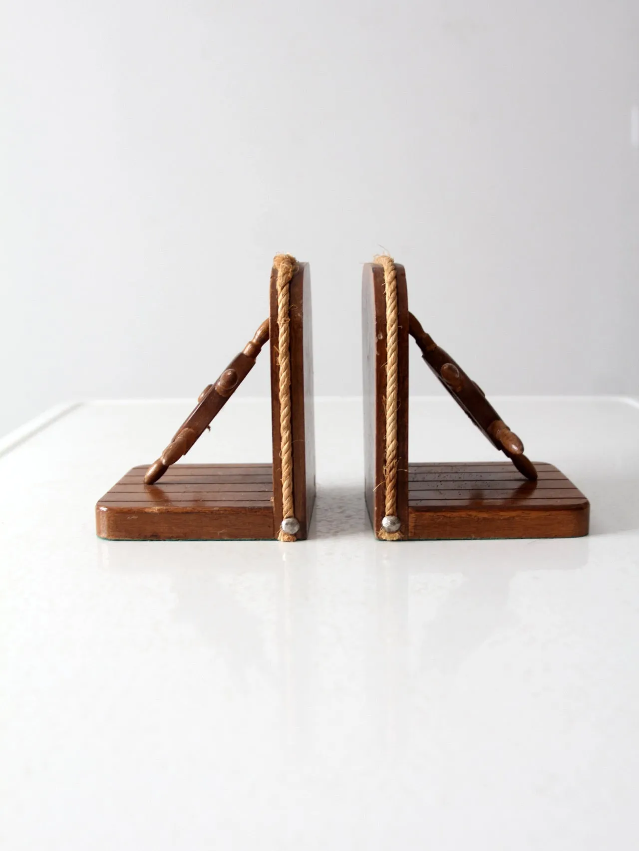 vintage wooden nautical bookends