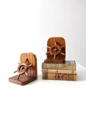vintage wooden nautical bookends