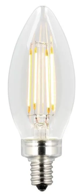 Westinghouse 3316800 6 Watt LED B11 Decorative Dimmable Filament - 2700 Kelvin - Warm White - 500 Lumens - E12-Candelabra Base - 120 Volt - Box