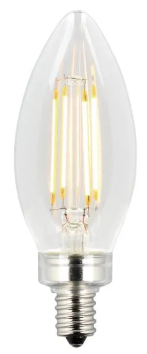 Westinghouse 3316800 6 Watt LED B11 Decorative Dimmable Filament - 2700 Kelvin - Warm White - 500 Lumens - E12-Candelabra Base - 120 Volt - Box