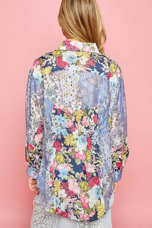 Whimsical Floral Button Down