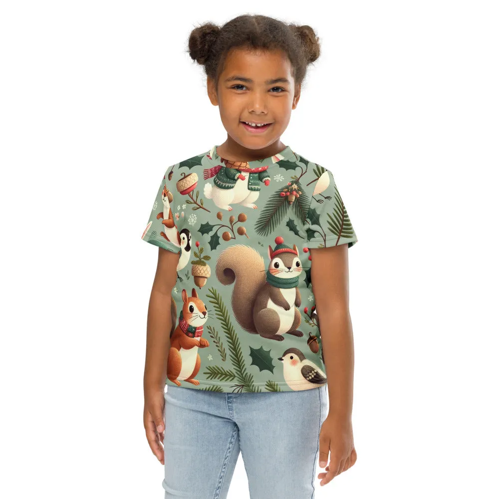Whimsical Winter Wear Kids Crew Neck T-Shirt