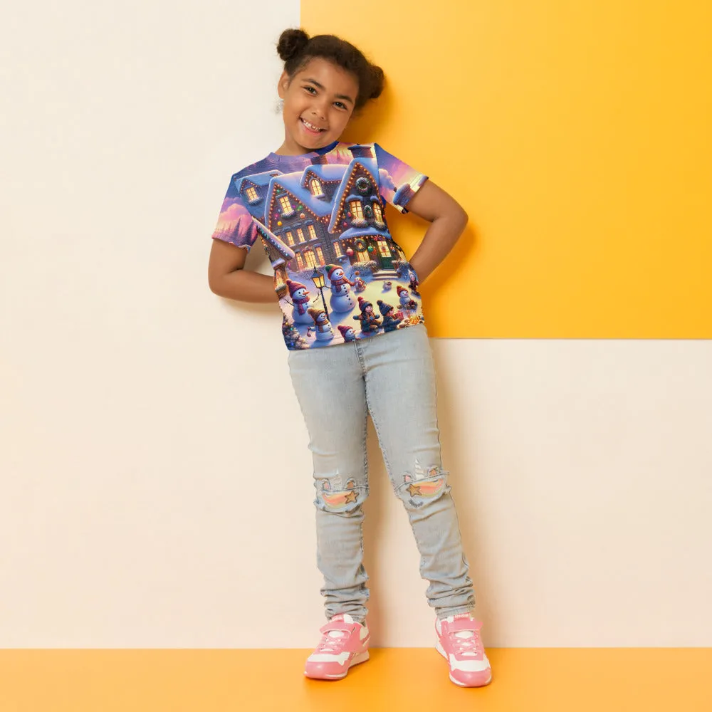 Whimsical Winter Wear Kids Crew Neck T-Shirt