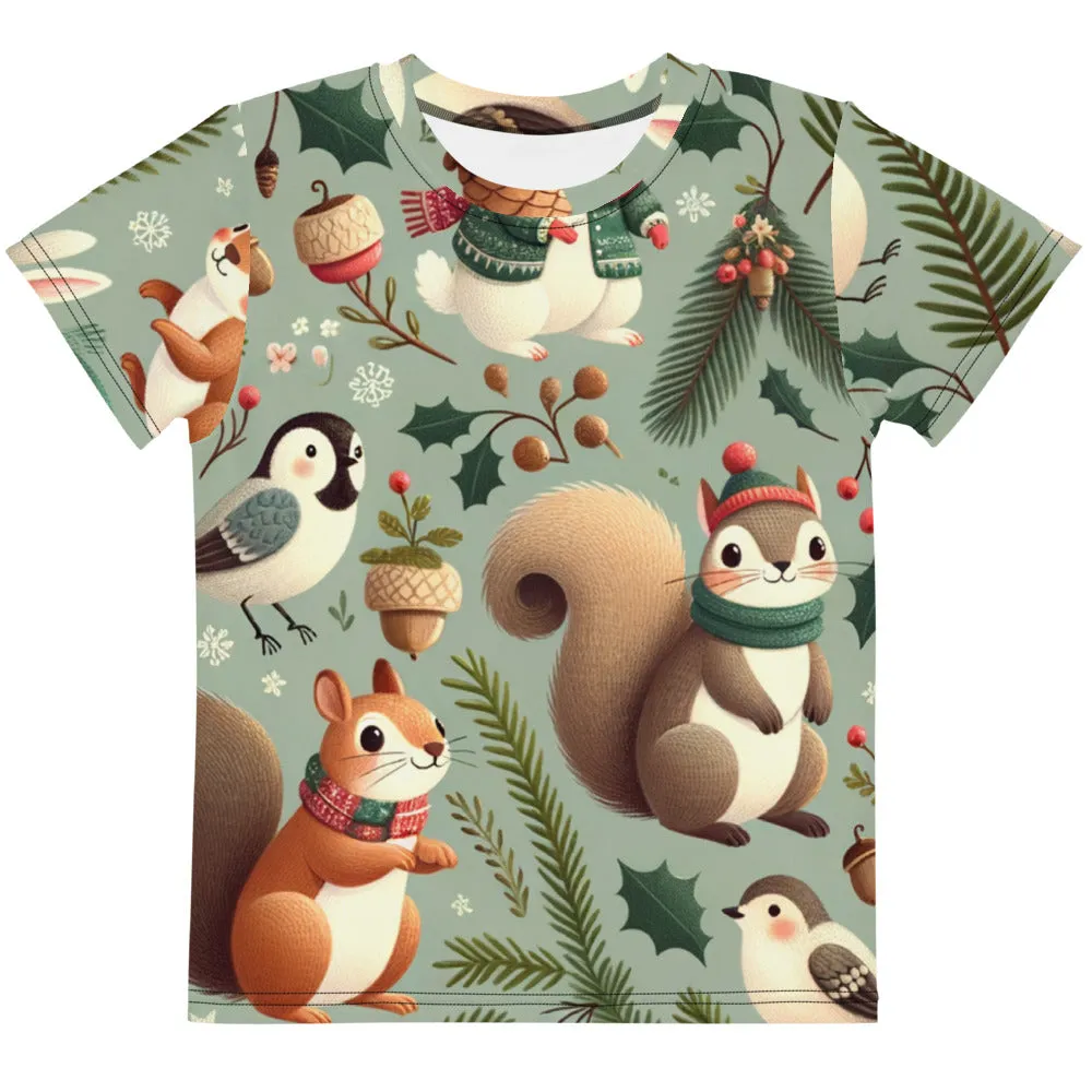 Whimsical Winter Wear Kids Crew Neck T-Shirt