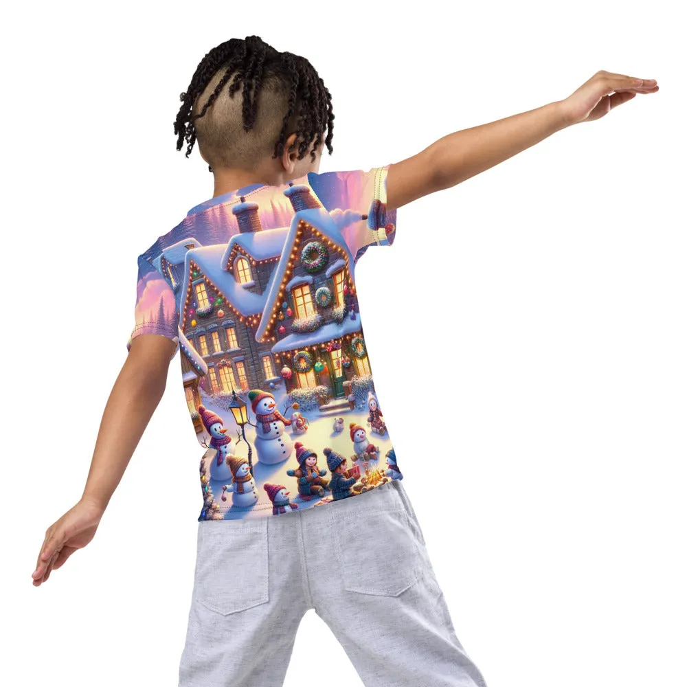 Whimsical Winter Wear Kids Crew Neck T-Shirt