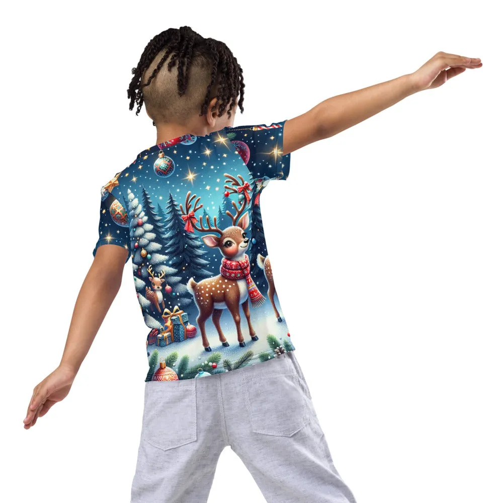 Whimsical Winter Wear Kids Crew Neck T-Shirt
