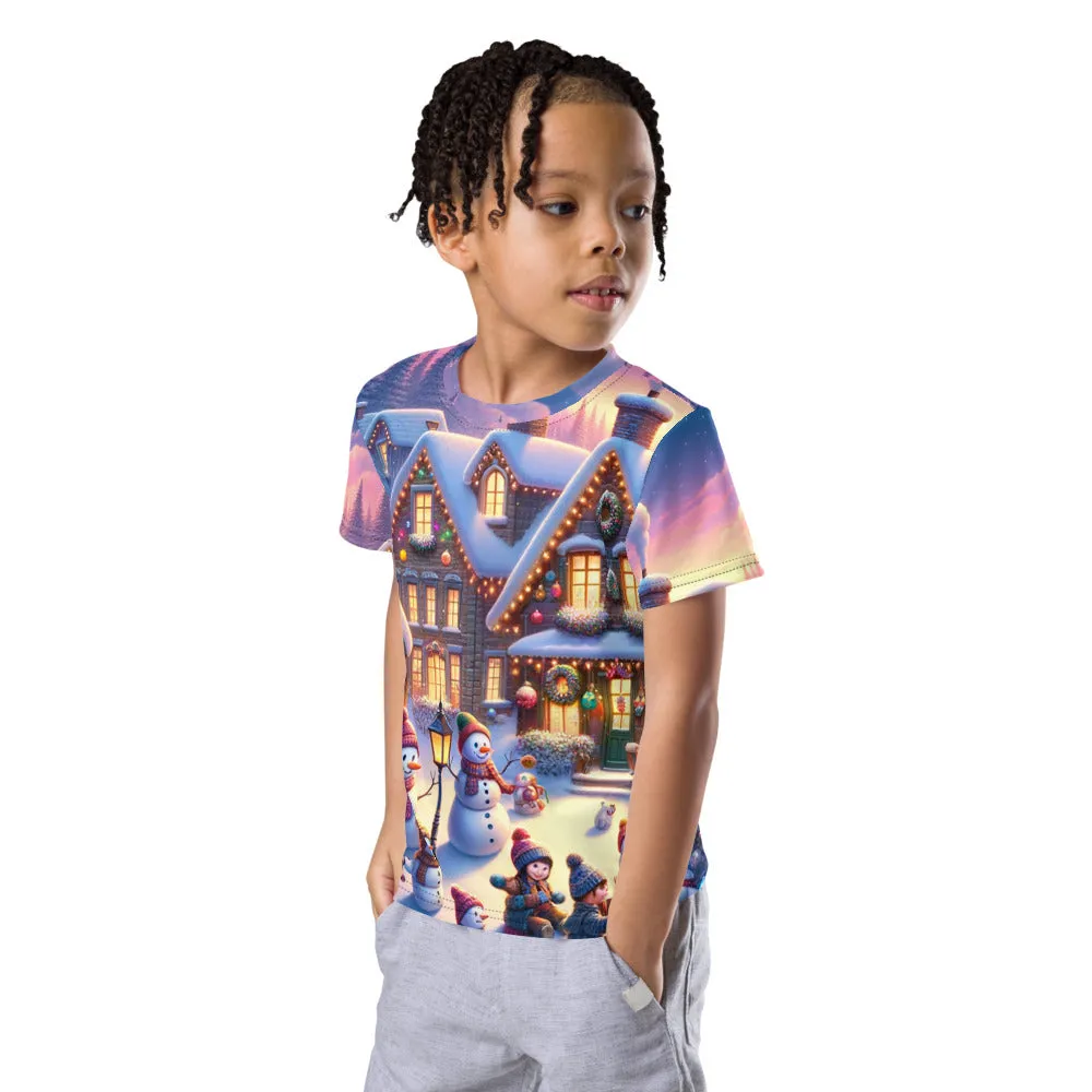 Whimsical Winter Wear Kids Crew Neck T-Shirt