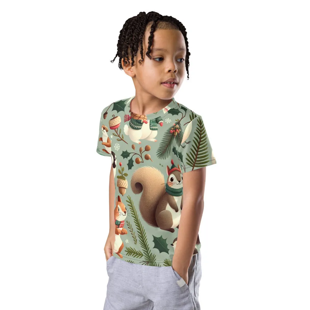 Whimsical Winter Wear Kids Crew Neck T-Shirt