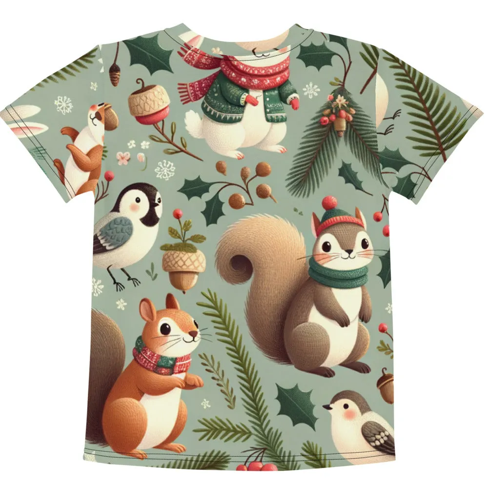 Whimsical Winter Wear Kids Crew Neck T-Shirt