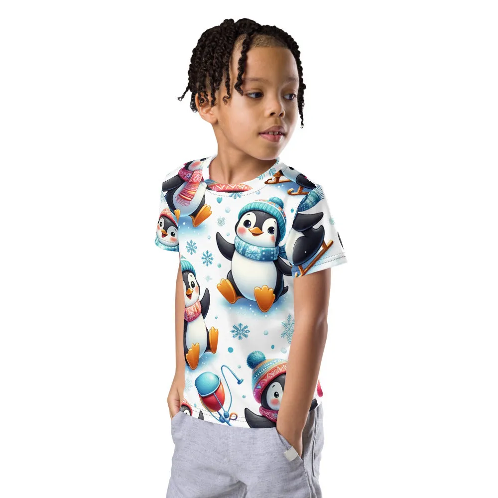 Whimsical Winter Wear Kids Crew Neck T-Shirt