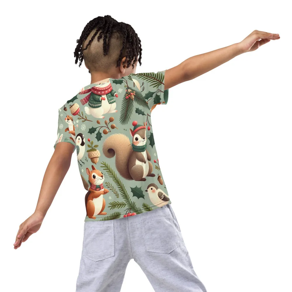 Whimsical Winter Wear Kids Crew Neck T-Shirt